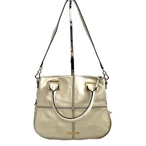 Vince Camuto Beige Leather Expandable Tote Purse